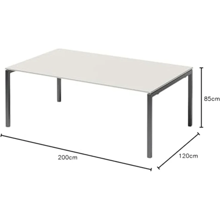 BISLEY Cito Chefarbeitsplatz/Konferenztisch, 740 mm höhenfixes U-Gestell, Metall, Gw334 Dekor Grauweiß, Gestell Anthrazitgrau, 120 x 200 x 85 cm – Bild 2