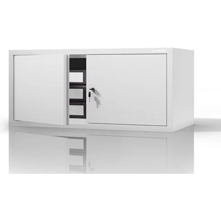 Jan Nowak Aktenschrankaufsatz C01L Aufsatz für Aktenschrank Büroschrank Metall Pulverbeschichtung Flügeltüren 38 x 80 x 40 cm (Weiß) – Bild 1