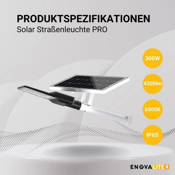 ENOVALITE LED Solarleuchte LUXULA Solar-Straßenleuchte 4300lm 6500K Kaltweiß Mastleuchte Dimmbar, Kaltweiß – Bild 3