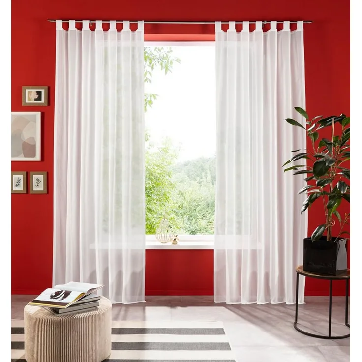 OTTO home Gardine XANA (1 St), Schlaufen, transparent, Voile, Bestseller, einfarbig, 1 bzw. 2 Schals, pflegeleicht, preiswert!