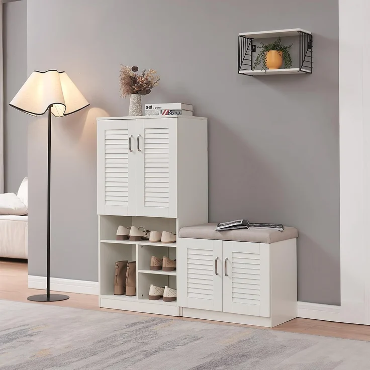Schuhschrank Løten 120x37x120 cm Weiß [en. casa] – Bild 1