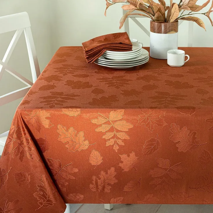 Benson Mills Harvest Legacy Damast-Stoff-Tischdecke Herbst, Ernte und Erntedankfest (rost/gebranntes Orange, 152,4x304,8 cm, rechteckig)