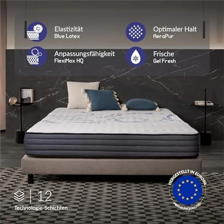 naturalex | Perfectsleep | Matratze 140x200 cm | Memory und Blue Latex-Technologie Extra Komfort HR | Fester Halt mit Atmungsaktivem Schaumstoff | Ergonomisch Entspannend und Hypoallergen – Bild 3