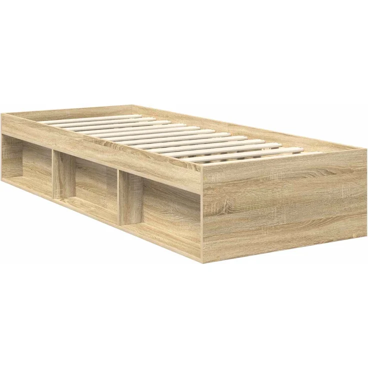 vidaXL Bettrahmen Sonoma-Eiche 75 x 190 cm Massives Kiefernholz 3411473 – Bild 4