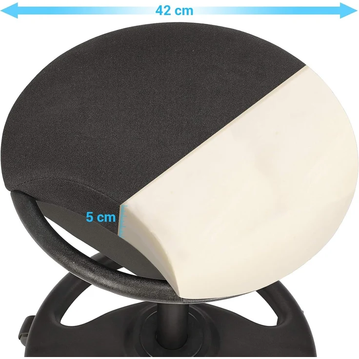Songmics Bürohocker ergonomisch auf Rollen, höhenverstellbar, schwarz, 50x55-73 cm – Bild 9
