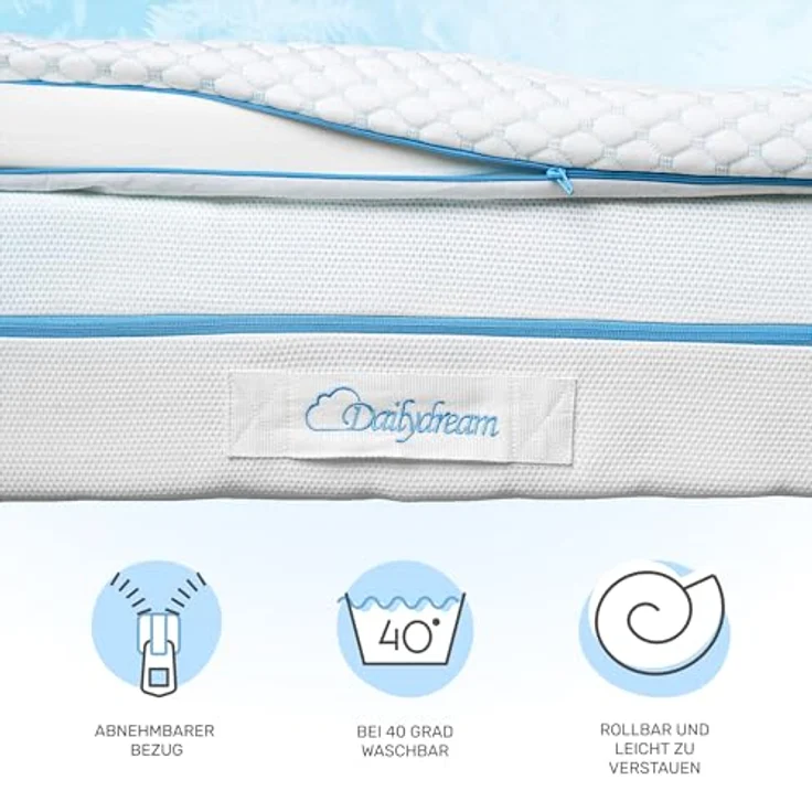 Dailydream Matratzen Topper 140x200cm, Memory Foam 5cm, Cool Touch Edition Model M, rutschfest, abnehmbarer Bezug, zertifiziert & ergonomisch – Bild 4