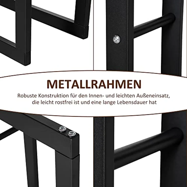 HOMCOM Kaminholzregal Kaminholzständer Kaminholzablage Kaminholzhalter 100kg, BxTxH:60x25x100 cm, (Stahl, 1-St, Schwarz) – Bild 6