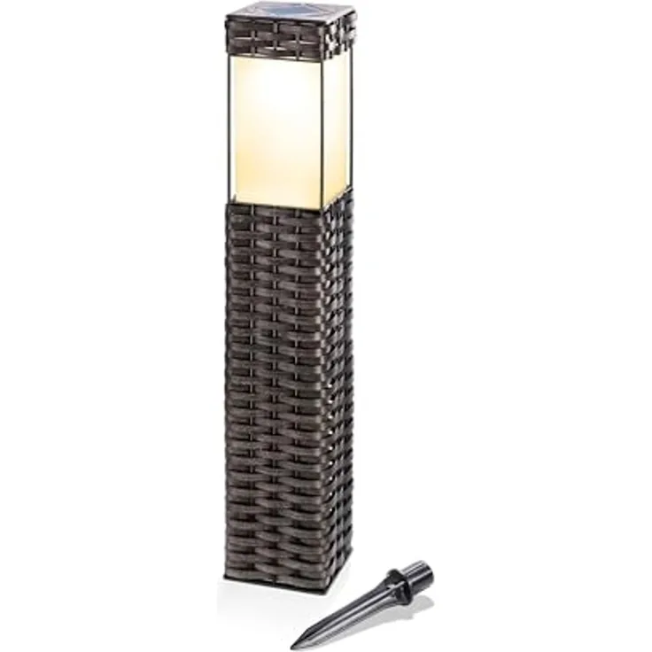 Esotec Solarleuchte Rattan, 3500K warmweiß, Höhe 50 cm, Gartenleuchte