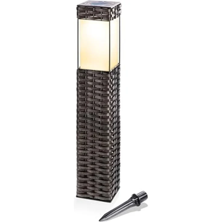 Esotec Solarleuchte Rattan, 3500K warmweiß, Höhe 50 cm, Gartenleuchte – Bild 1