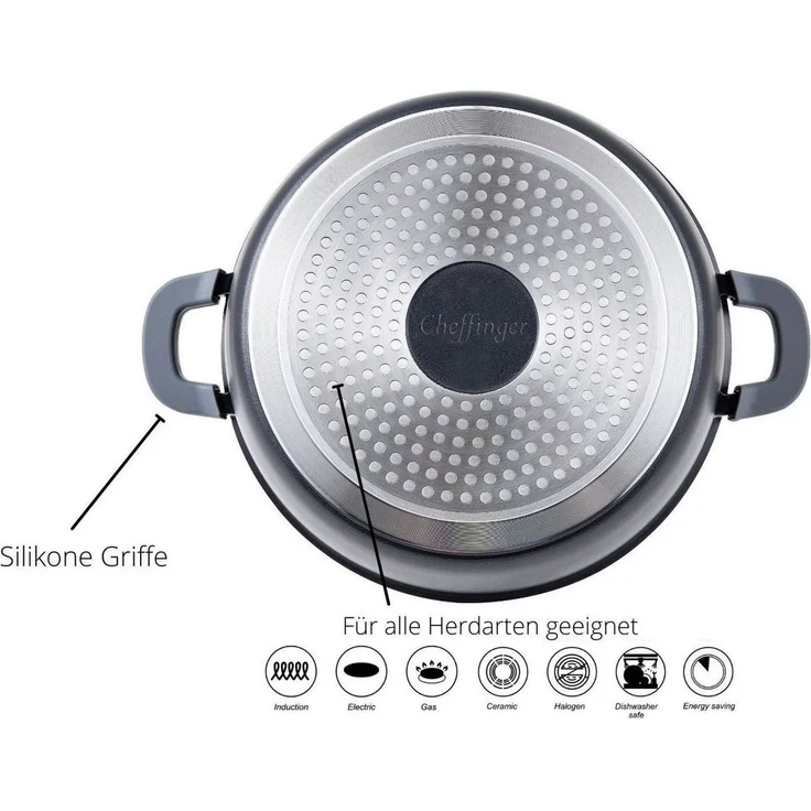 Kochtopf Topf Kasserolle Glasdeckel Aluguss Induktion Ø20cm Cheffinger CF-DC20 – Bild 4