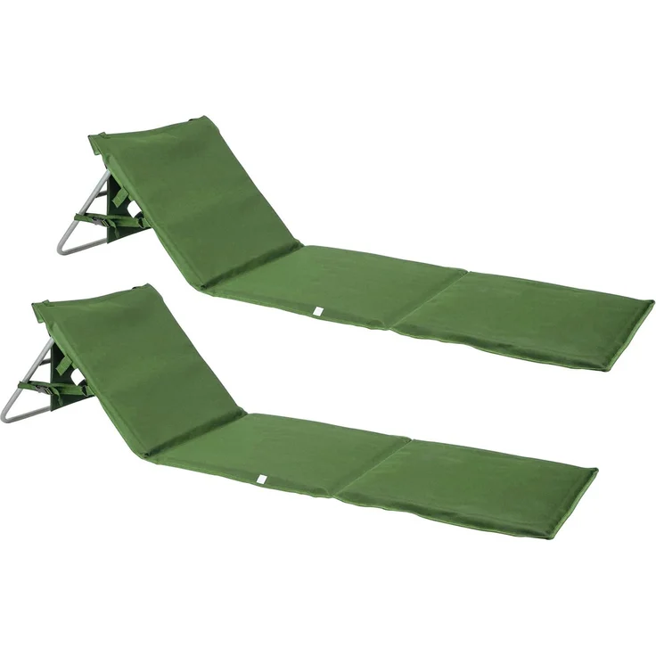 ONVAYA Premium Strandmatte Khaki 2er Set | 2cm gepolstert mit Rückenlehne | Strandliege faltbar | Strandmatratze dunkelblau | Sonnenmatte mit Tragegurt | 161 x 55 x 45 cm – Bild 1