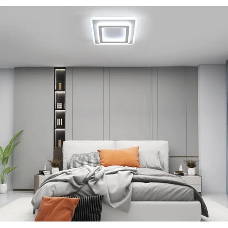 Goeco Deckenlampe LED Moderne, 44W 4950LM Quadratisch Deckenleuchte, 6500 K Kaltweißes Licht, Weiß LED Deckenbeleuchtung aus Acryl für Flur, Küche, Schlafzimmer, Wohnzimmer – Bild 6
