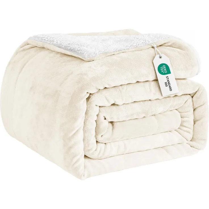 Good Nite Sherpa Kuscheldecke Flauschig 230x270 cm Wolldecke Weiß | 440 g/m² Decke füR Sofa & Wohnzimmer, Extra Dick Tagesdecke Beidseitige, Warmes Wintergeschenk
