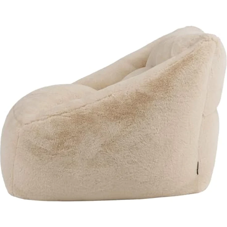 Icon Natalia Sitzsack Sessel für Erwachsene, Beige, Flauschiger Kaninchen Kunstfell Stoff, Riesen Sitzsack mit Füllung, Bean Bag Chair, Bequemer Sessel Wohnzimmer, Lounge, Schlafzimmer, Büro – Bild 7