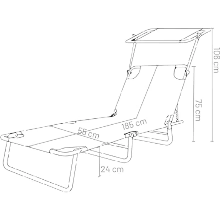 Ambia Garden Dreibeinliege, Rot, wetterfest, verstellbares Dach, klappbar, verstellbare Rückenlehne, 55x24x185 cm, Gartenmöbel – Bild 3