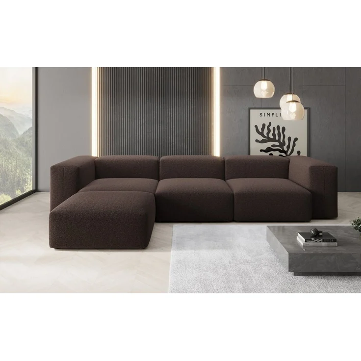 Luxusbetten24 Sofa Designer L Sofa Snug in Bouclé, Stellrichtung der Ottomane bei Montage frei wählbar – Bild 3
