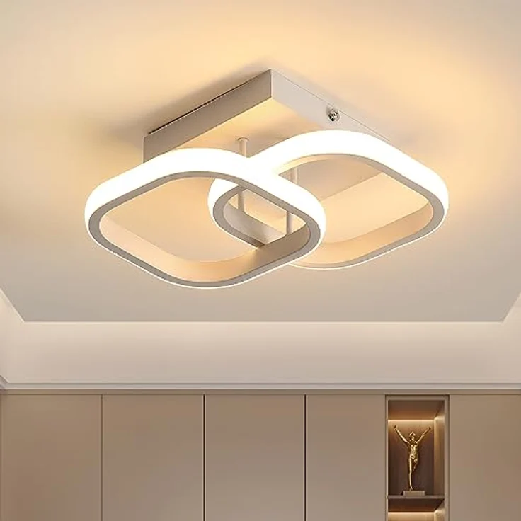 Goeco LED Deckenleuchte Innen Deckenlampen Flur, 22W 28 CM Quadratische Deckenlampe LED Innen 3000K Warmweißes Licht, Kreativ Lampen Deckenbeleuchtung für Schlafzimmer, Wohnzimmer, Küche, Weiß – Bild 9