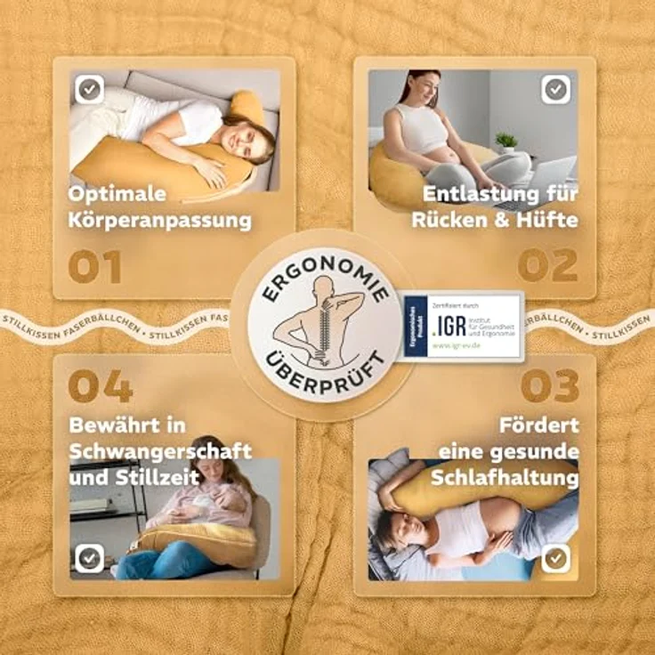 sei Design XXL Stillkissen Seitenschläferkissen - Musselin-Bezug personalisiert mit Namen Geburtsdatum: personalisierte Geschenke zum Geburt Baby Geschenk für Junge oder Mädchen – Bild 8