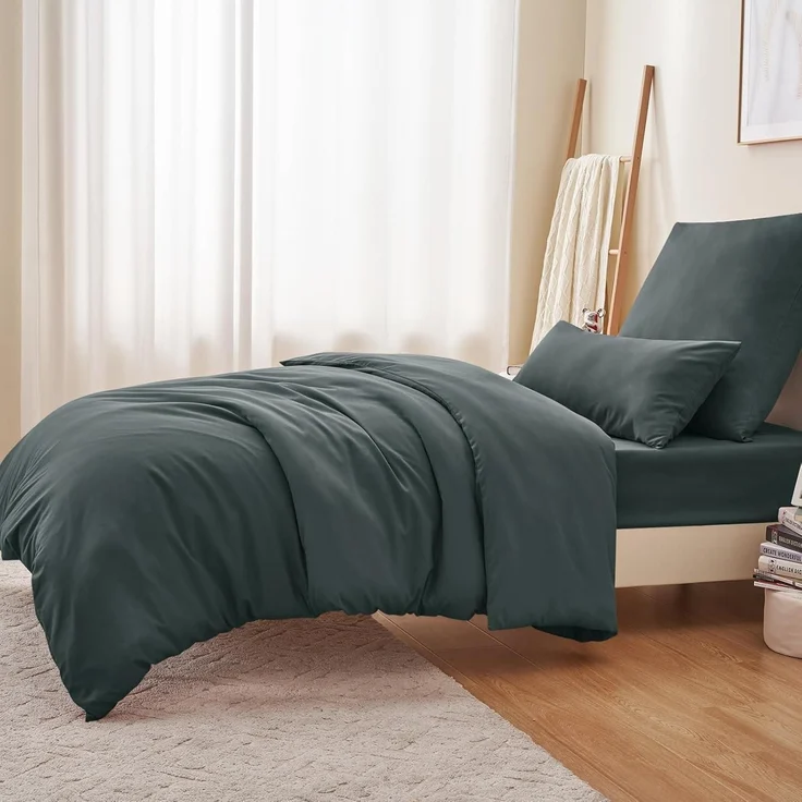 Bettwäsche Set 155x220 Anthrazit 2-teilig Mikrofaser Reißverschluss – Bild 5