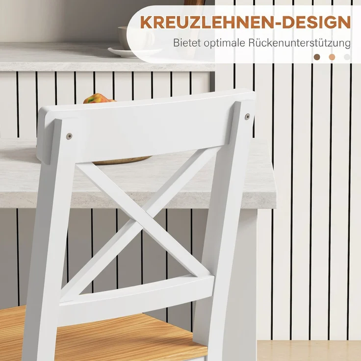Barhocker 2er Set Barstuhl aus Kiefernholz mit Fußstütze, Lehne, Landhaus-Stil für Küche, Wohnzimmer, Natur--Naturholz--97.5x41x46cm--YOUDENOVA – Bild 7