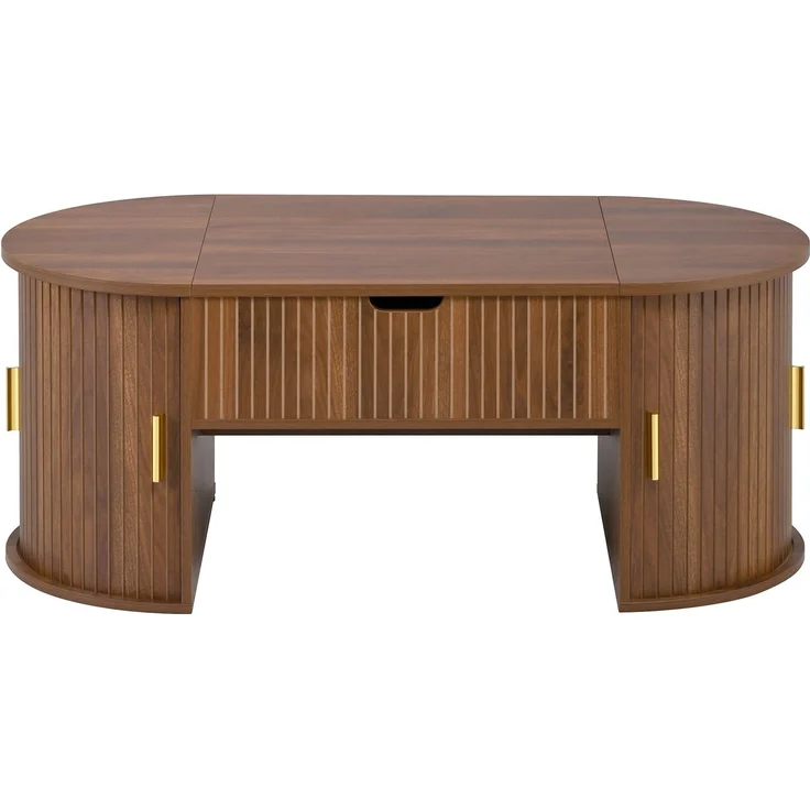 3-teiliges Wohnzimmerset 175cm×38cm×45cm – Couchtisch mit Hubplatte, TV-Schrank und Sideboard in Nussbaum – Bild 6
