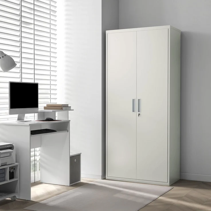 MELAYR, Aktenschrank, Büroschrank, 5 Regale, Metall, 80B x 40T x 180H cm, Weiß, 80 x 40 x 180 cm – Bild 4