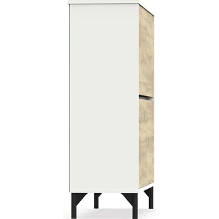 Muebles Pitarch | Eingangsschuhkipper mit Beinen, 4 Türen, Weiß und Eiche Cambrian, 20 Paar große Schuhe, 96,5x101x33 cm, Modern, Industrial, Modell Tokio – Bild 5