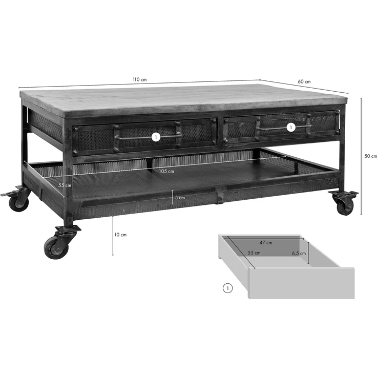 Couchtisch Mango 110x60x50 grau lackiert HEAVY INDUSTRY #122 – Bild 7
