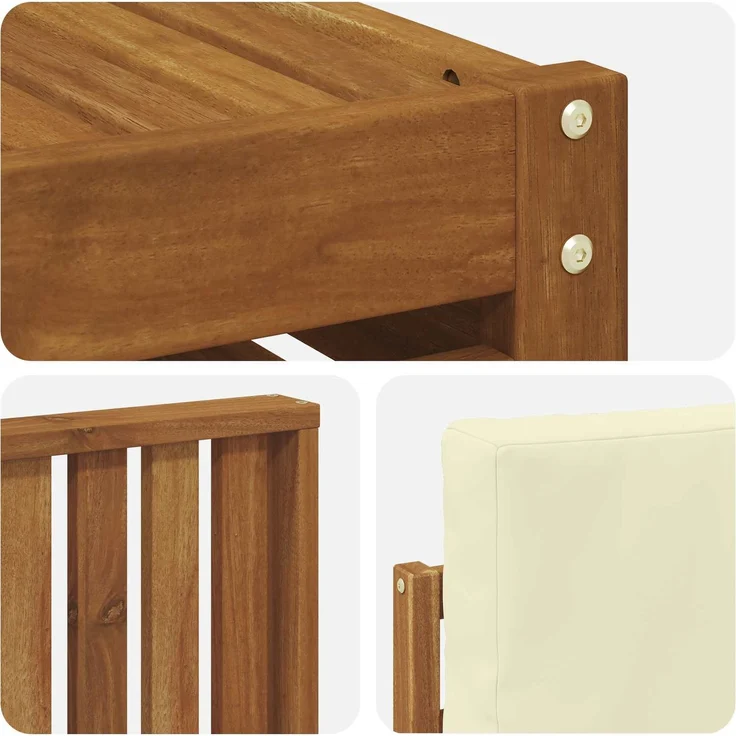 vidaXL Outdoor-Sofagarnitur 7 stk. 6-Sitzer Natur und Creme 3374925 – Bild 7