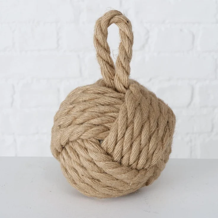 Boltze Türstopper Set Jute Knoten Natur Strick Kugel Stoff Boden 1,5 kg Gewicht mit praktischer Schlaufe (2er Set) – Bild 4
