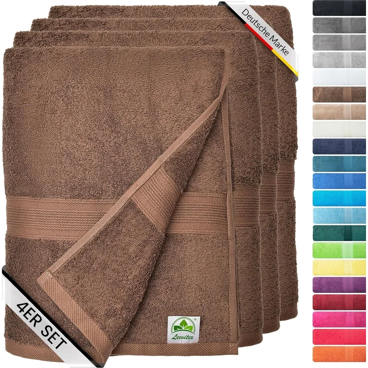 leevitex® Handtuch Frottee 4er Set, 50 x 100 cm, hochwertig verarbeitet & fusselfrei – Bild 7
