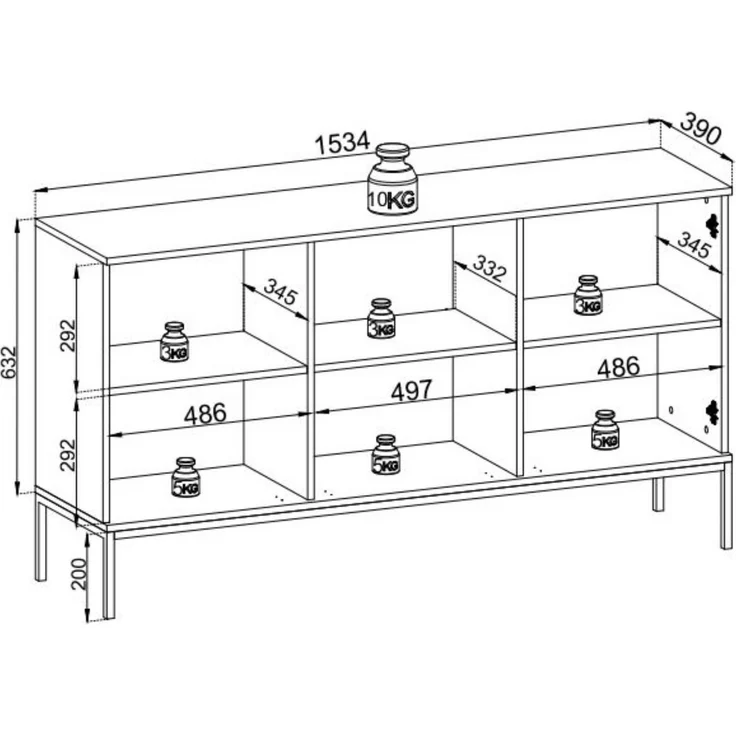 Compleo Kommode LINO, 3-türig, Untergestell aus Metall, Elegant Design – Bild 3