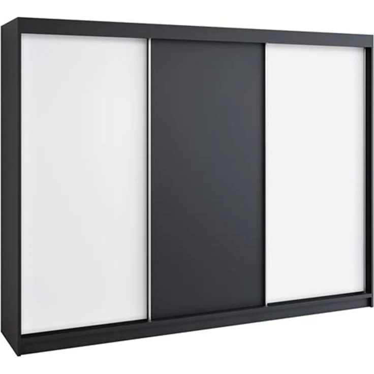 Schwebetürenschrank MERO 3-türig Schrank 200 cm Farbe: Schwarz ,weiß – Bild 1
