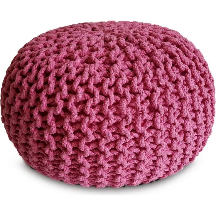 Amagohome Sitzhocker Sitzpouf Strickhocker Pouf Ø45 H30cm Bodenkissen Indoor Baumwolle recy