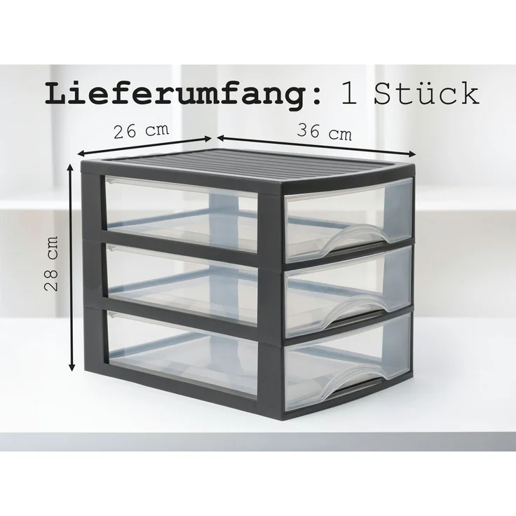 Hausfelder Schubladenbox Schubladenschrank A4 mit 3 Schubladen, 2 Stück inkl. Aufkleber, (2-St, A4 mit 3 Schubladen + Aufkleber) – Bild 3