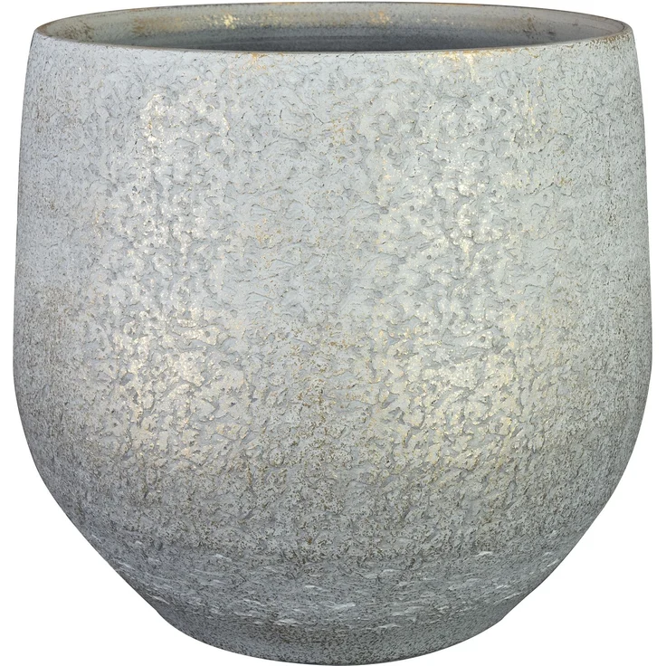 Steege Pflanzgefäß/Blumentopf – Keramik – metallisch silbergrau/goldener Touch – D 32/H 30 cm
