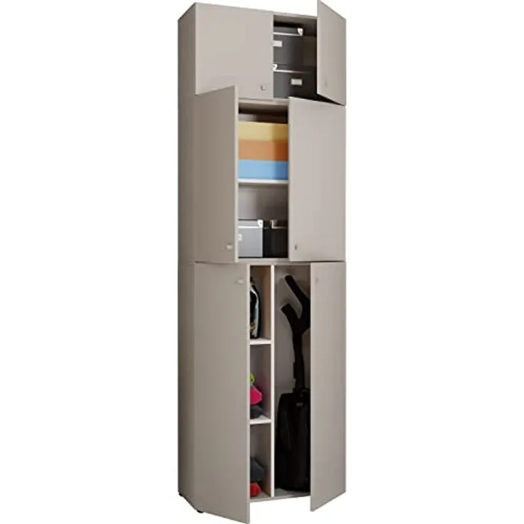 VCM Mehrzweckschränke Lona 917815 Grau H. 223 x B. 70 x T. 39 cm