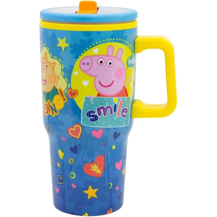 Peppa Pig Thermobecher 640 ml Edelstahl doppelwandiger Trinkbecher mit Trinkhalm – Bild 4