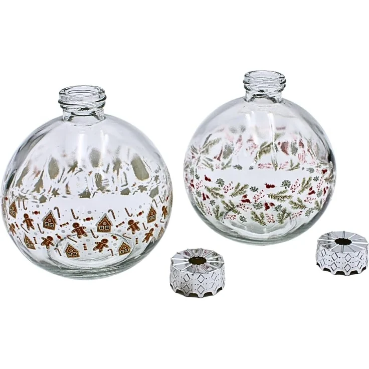 Dekohelden24 Becher Trinkglas Weihnachtskugel aus Glas mit Strohhalm als 2er Set – Bild 3