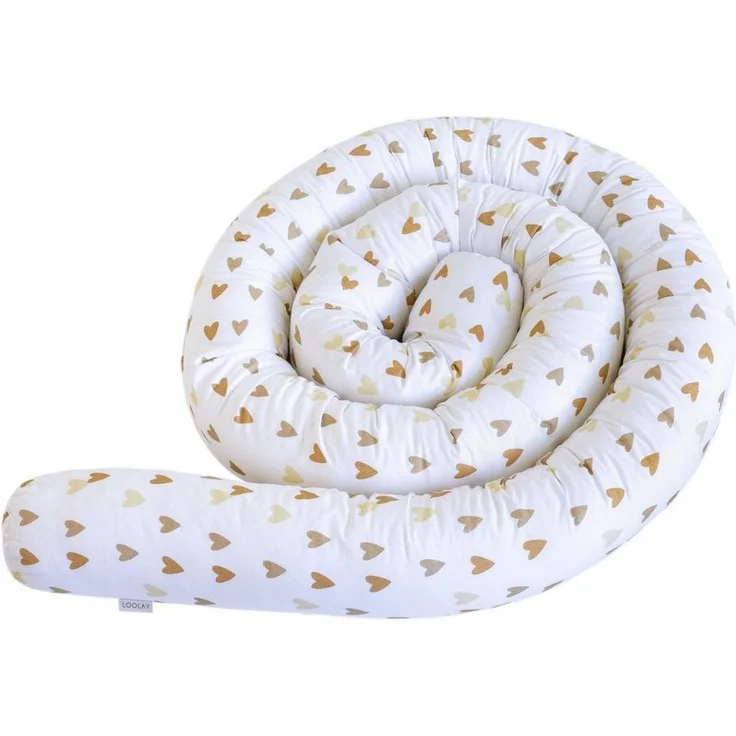 Loolay Nestchenschlange Herz BEIGE BRAUN Baumwolle Multifunktion Bettschlange Stoffschlange, (Bettumrandung Krabbeldecke Babybett Umrandung Schlange Bett Kopfschutz, Zierkissen Bettrolle Dekokissen Zugluftstopper - Super GESCHENK), LOOLAY® - 100% Europ... – Bild 5