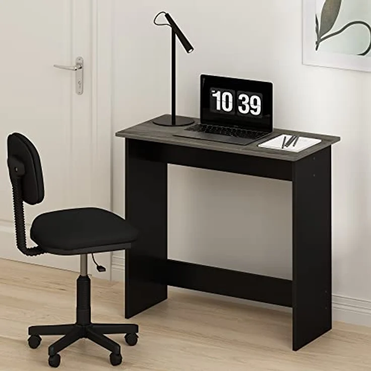 Furinno Simplistic Computertisch/Schreibtisch, Holz, Französische Eiche Grau/Schwarz, 39. 37 x 80 x 75. 57 cm – Bild 3