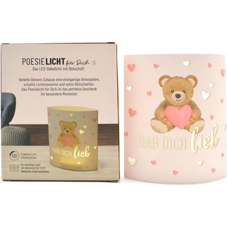 Deko Lampe Leuchte Batterie Poesielicht für Dich la vida Geschenk Teddy 6293891 – Bild 3