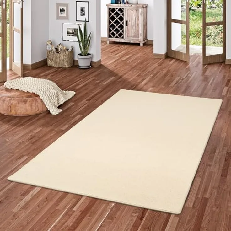 Snapstyle Berber Teppich Natur, Rechteckig 200x300 cm aus Schurwolle, Creme, schadstoffgeprüft, für Fußbodenheizung geeignet
