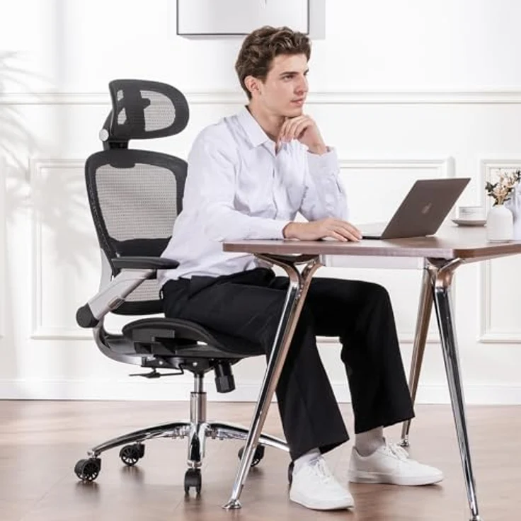 GTPLAYER Bürostuhl Gaming Stuhl Gaming Sessel Ergonomischer Gamer Stuhl mit Fußstütze, Kopfstütze Lendenkissen, Gepolstert Gaming Chair, Drehsessel Blau – Bild 3