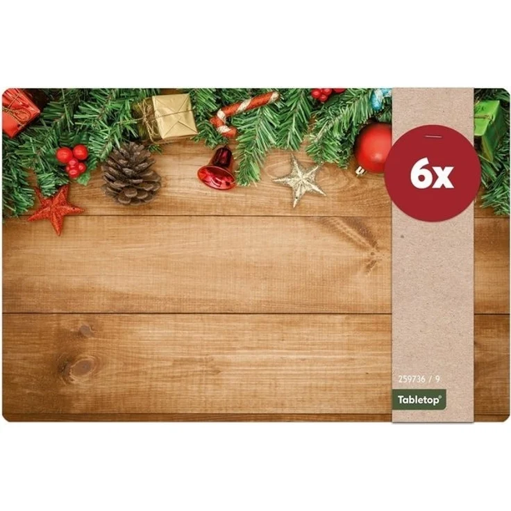 matches21 HOME & HOBBY Platzset Abwaschbare Tischsets 6er Set Weihnachten Holz Deko, (6-St), Platzsets als Tisch-Untersetzer und Tisch-Deko für Esstisch Teller – Bild 4