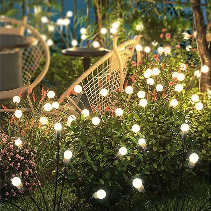 Fyrove LED Solarleuchte 2 Stück LED Solar Gartendeko solarlampen für außen 6 LED Glühwürmchen, 2 Stück LED fest integriert IP65 Wasserdicht solarlampen für außen Warmweiß, solar lampen für außen, LED Solar Gartendeko, Solarlampen Garten, LED Solarleuch... – Bild 1