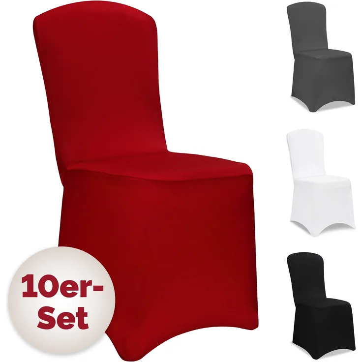 DETEX® 10er Set Stuhlhussen Stuhlbezug Stretch Bordeaux Rot Weihnachten