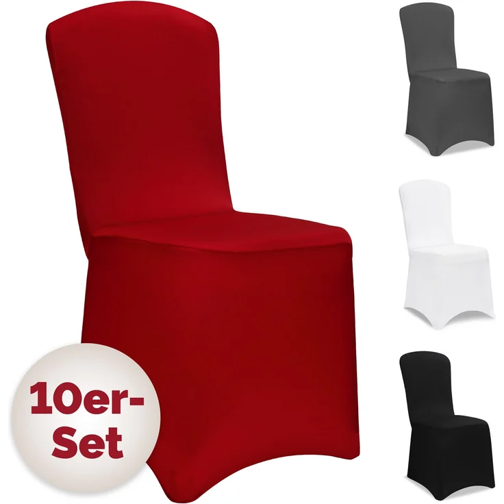 DETEX® 10er Set Stuhlhussen Stuhlbezug Stretch Bordeaux Rot Weihnachten – Bild 1