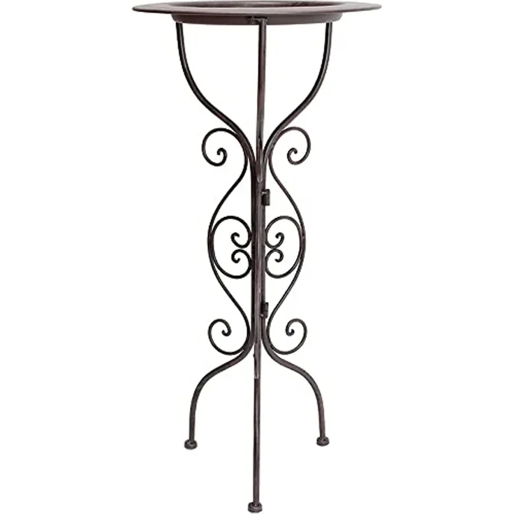 Dekoleidenschaft Beistelltisch "Country-Style" Ständer aus Metall, schwarz, mit abnehmbarem Tablett, Dekoständer, Blumenständer, Deko Pflanzenständer, Dekoschale, Teetisch – Bild 3