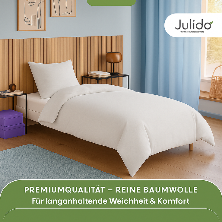 Julido Jersey Bettwäsche 135x200cm 100% Baumwolle weich atmungsaktiv Hellgrau – Bild 5